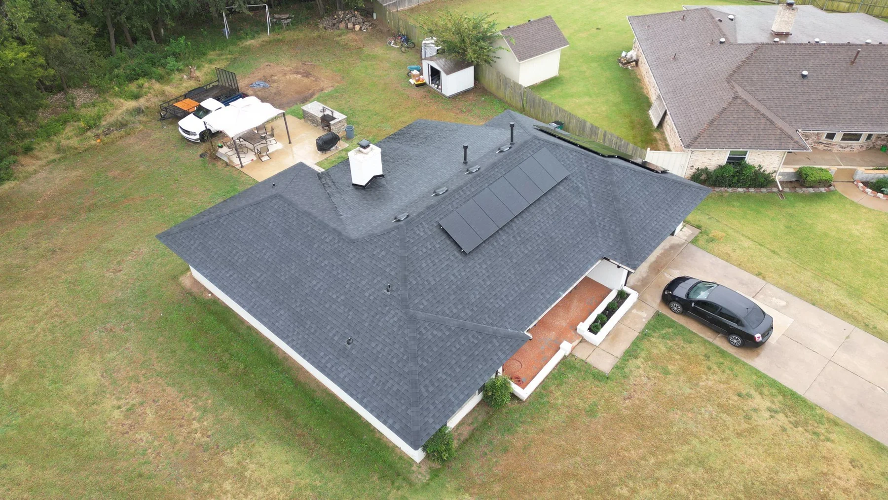 Hip roof from above — RedZone roofing project